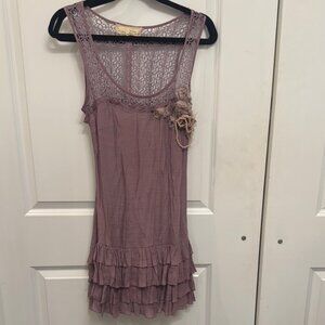 NWOT Lace Trim Lavender Dress with Ruffle Hem